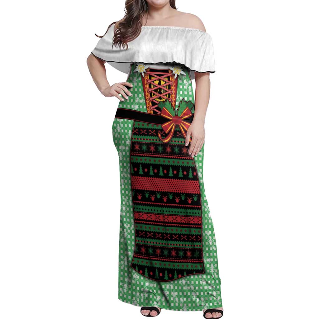 Germany Christmas Off Shoulder Maxi Dress Dirndl Xmas Style - Wonder Print Shop