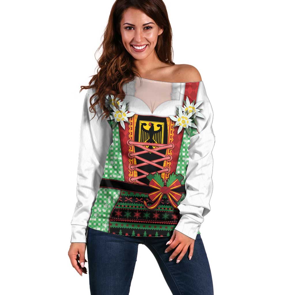 Germany Christmas Off Shoulder Sweater Dirndl Xmas Style - Wonder Print Shop