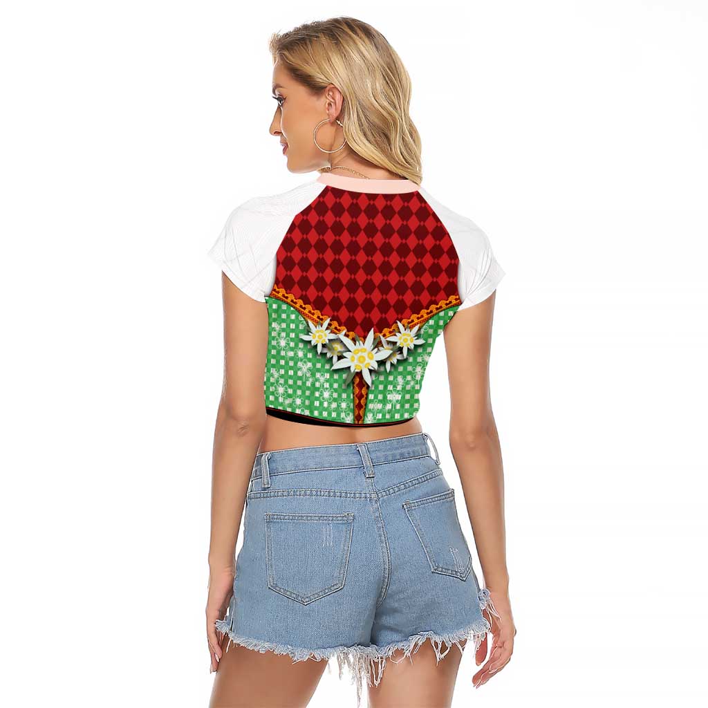 Germany Christmas Raglan Cropped T Shirt Dirndl Xmas Style - Wonder Print Shop