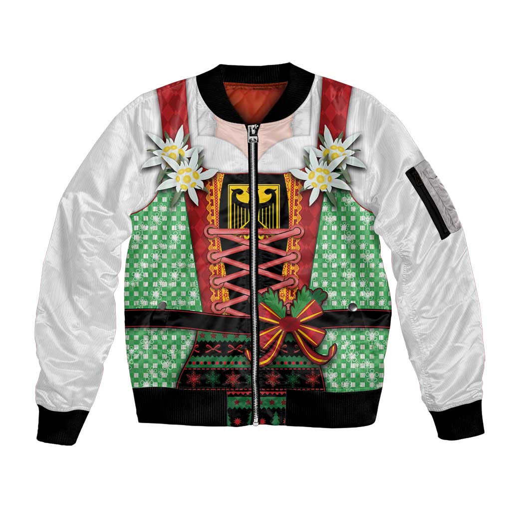 Germany Christmas Sleeve Zip Bomber Jacket Dirndl Xmas Style - Wonder Print Shop