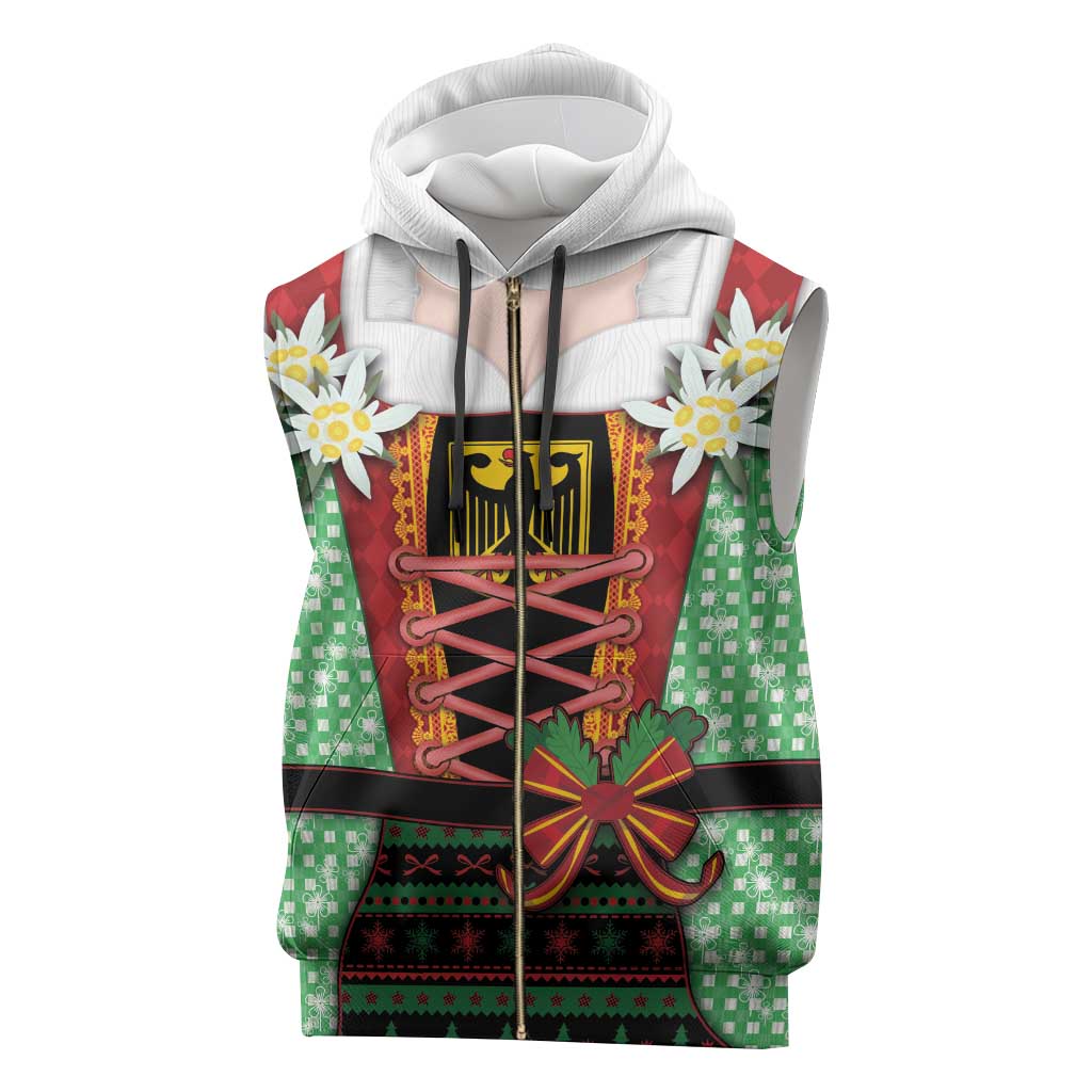 Germany Christmas Sleeveless Zip Hoodie Dirndl Xmas Style - Wonder Print Shop