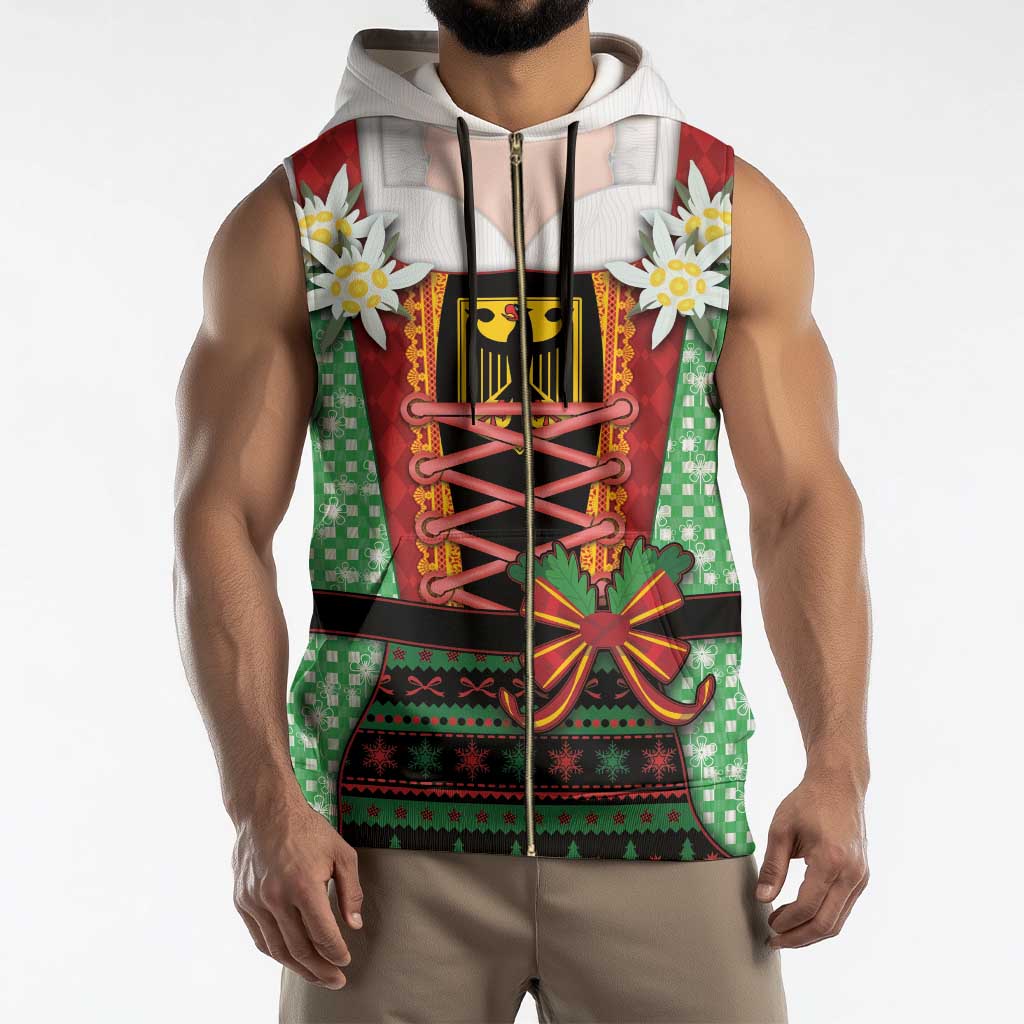 Germany Christmas Sleeveless Zip Hoodie Dirndl Xmas Style - Wonder Print Shop