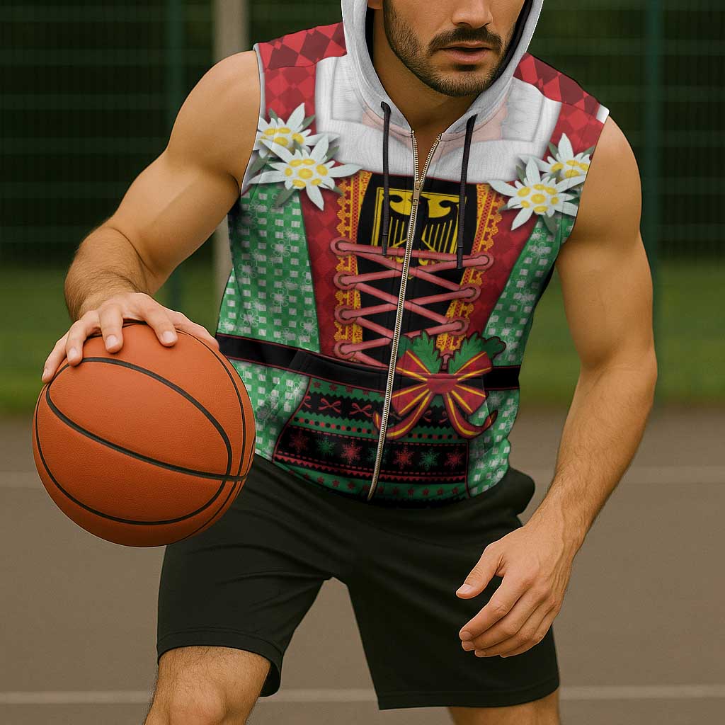 Germany Christmas Sleeveless Zip Hoodie Dirndl Xmas Style - Wonder Print Shop