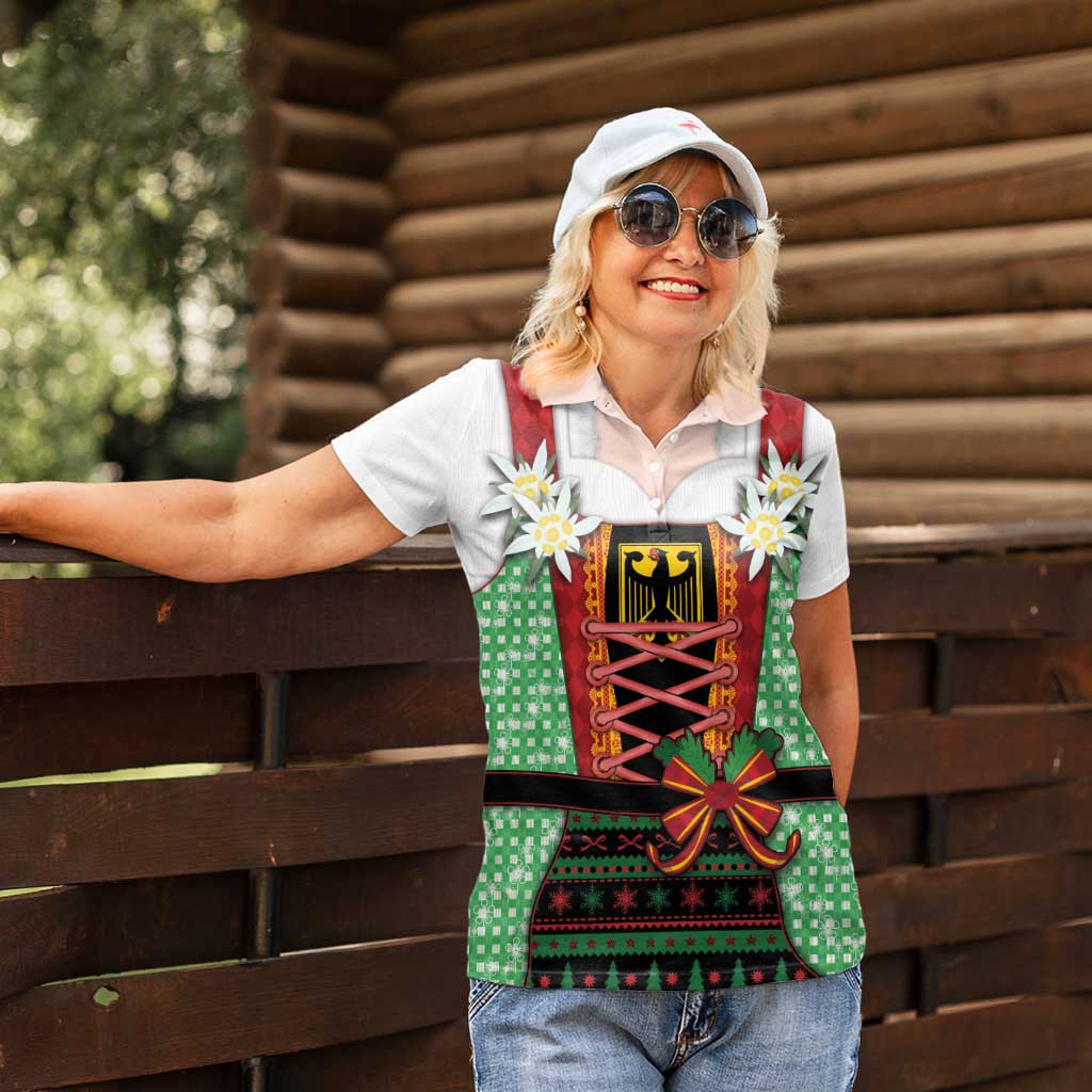 Germany Christmas Women Polo Shirt Dirndl Xmas Style - Wonder Print Shop