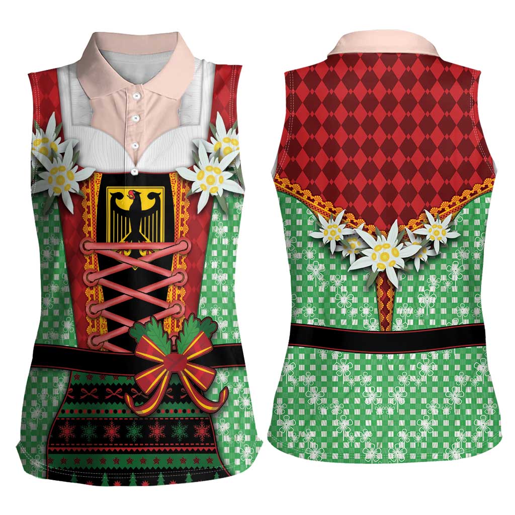 Germany Christmas Women Sleeveless Polo Shirt Dirndl Xmas Style - Wonder Print Shop