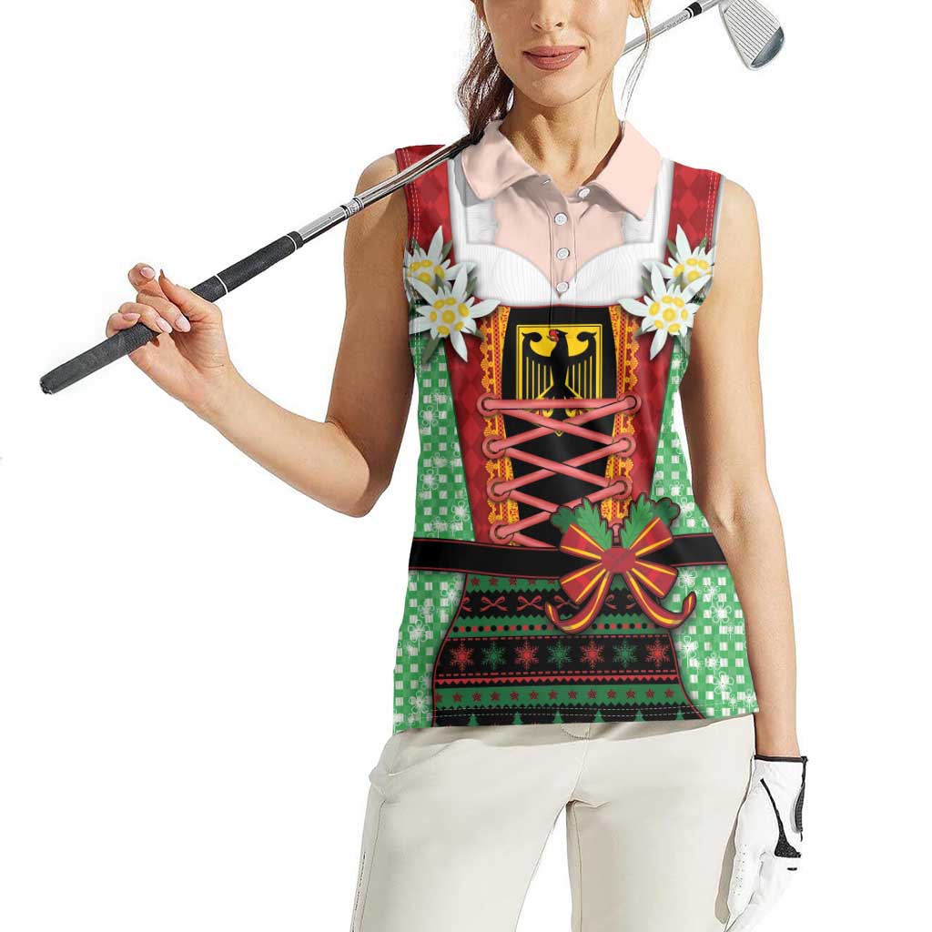 Germany Christmas Women Sleeveless Polo Shirt Dirndl Xmas Style - Wonder Print Shop
