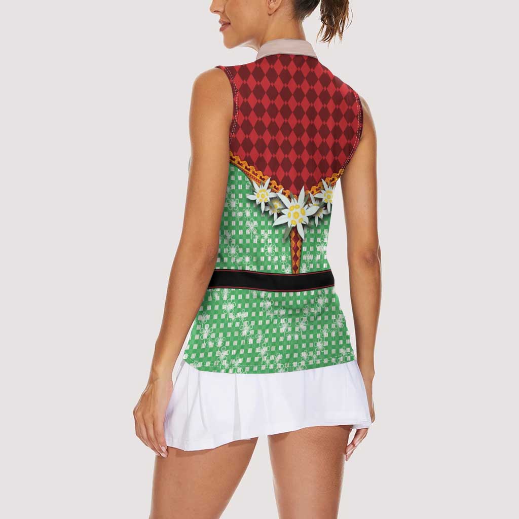 Germany Christmas Women Sleeveless Polo Shirt Dirndl Xmas Style - Wonder Print Shop