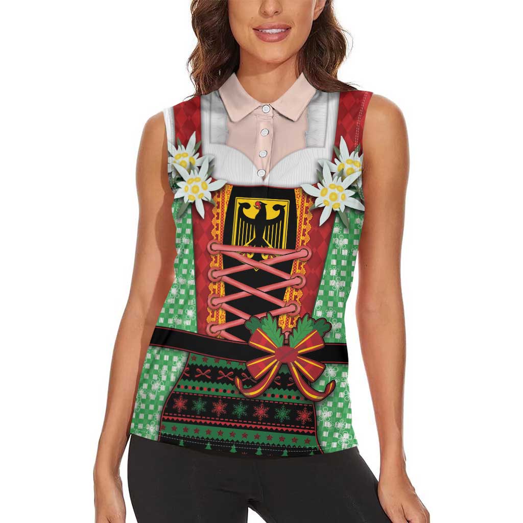 Germany Christmas Women Sleeveless Polo Shirt Dirndl Xmas Style - Wonder Print Shop
