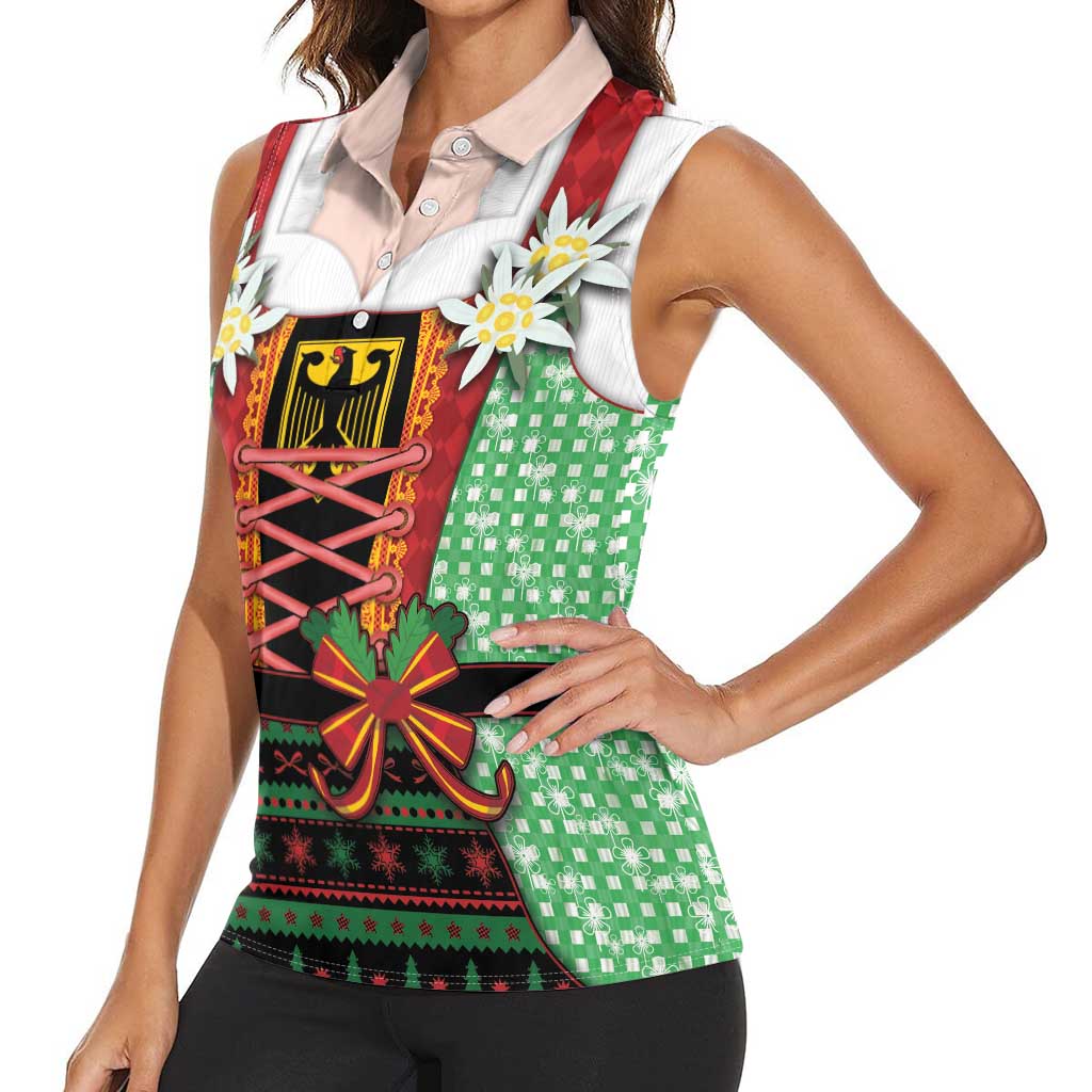 Germany Christmas Women Sleeveless Polo Shirt Dirndl Xmas Style - Wonder Print Shop