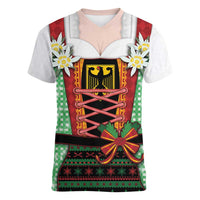 Germany Christmas Women V-Neck T-Shirt Dirndl Xmas Style - Wonder Print Shop