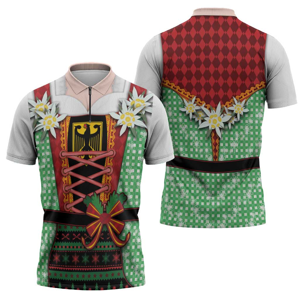 Germany Christmas Zipper Polo Shirt Dirndl Xmas Style - Wonder Print Shop