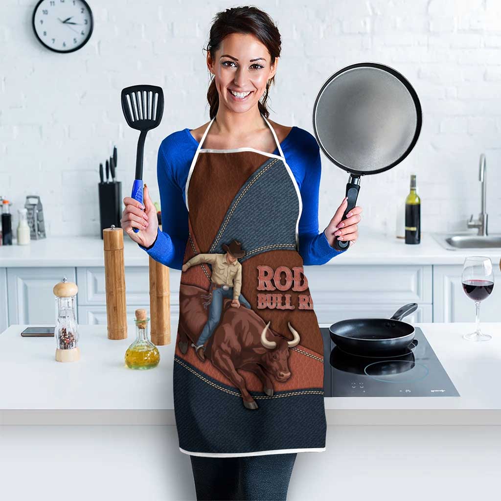 Bull Riding Apron Western Cowboy Denim And Leather Effect