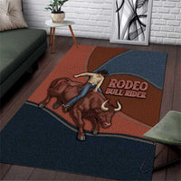 Bull Riding Area Rug Western Cowboy Denim And Leather Effect