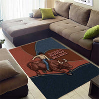 Bull Riding Area Rug Western Cowboy Denim And Leather Effect