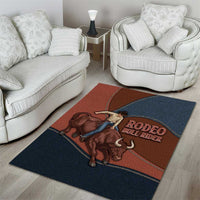 Bull Riding Area Rug Western Cowboy Denim And Leather Effect