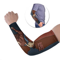Bull Riding Arm Sleeves Western Cowboy Denim And Leather Effect