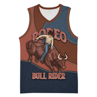 Bull Riding Basketball Jersey Western Cowboy Denim And Leather Effect