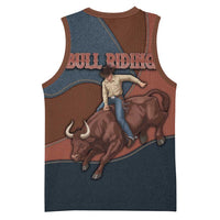 Bull Riding Basketball Jersey Western Cowboy Denim And Leather Effect