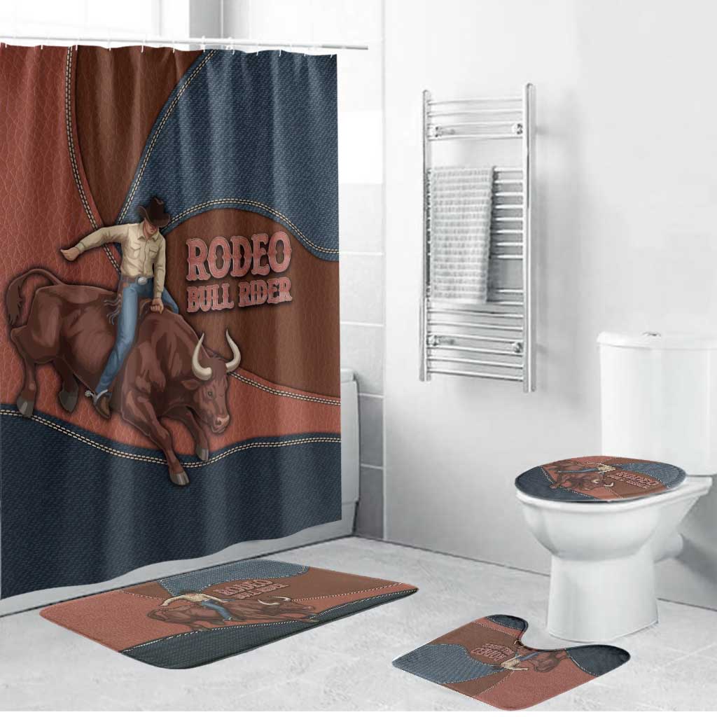 Bull Riding Bathroom Set Western Cowboy Denim And Leather Effect
