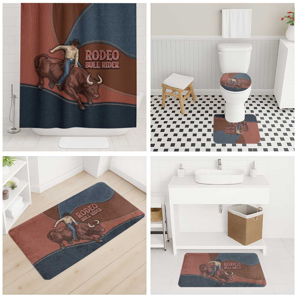 Bull Riding Bathroom Set Western Cowboy Denim And Leather Effect