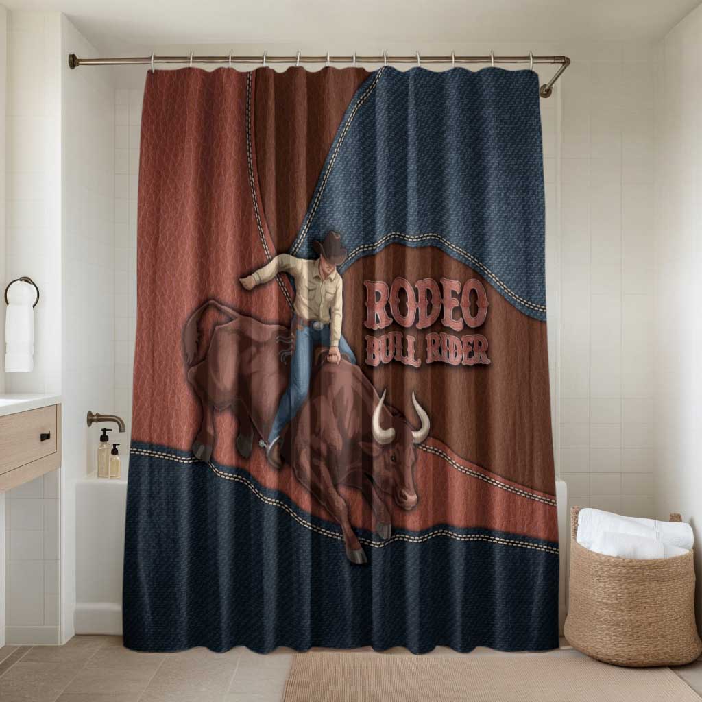 Bull Riding Bathroom Set Western Cowboy Denim And Leather Effect