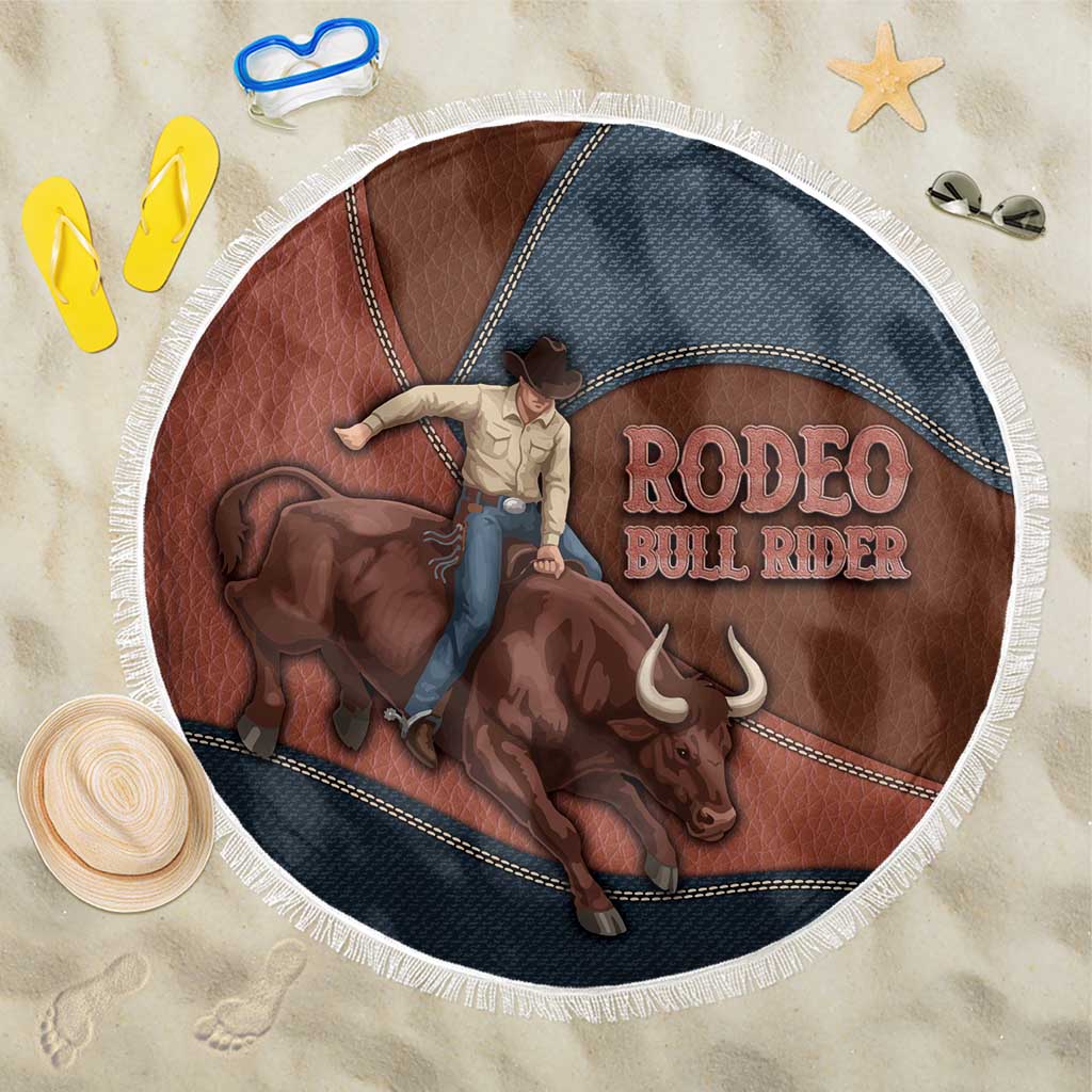 Bull Riding Beach Blanket Western Cowboy Denim And Leather Effect