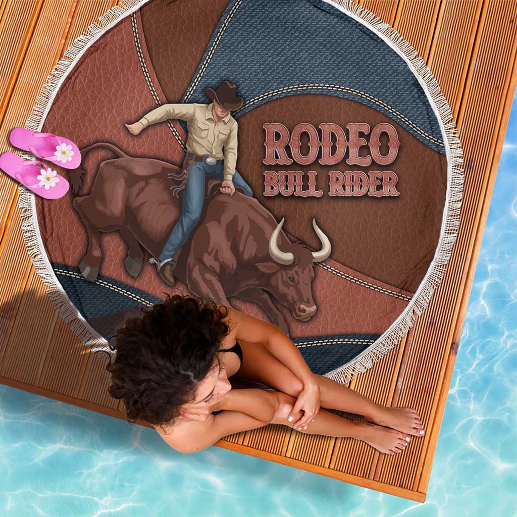 Bull Riding Beach Blanket Western Cowboy Denim And Leather Effect