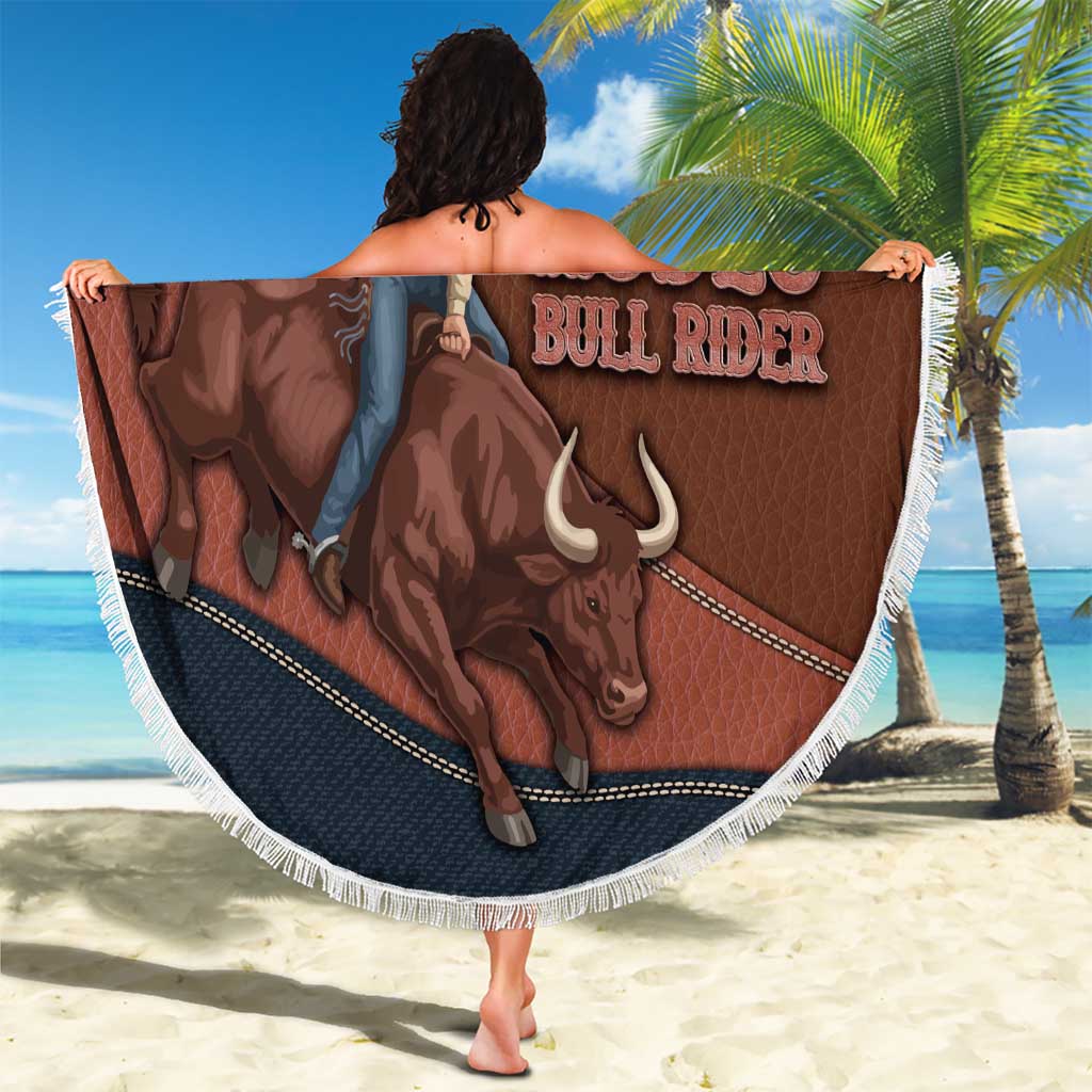 Bull Riding Beach Blanket Western Cowboy Denim And Leather Effect