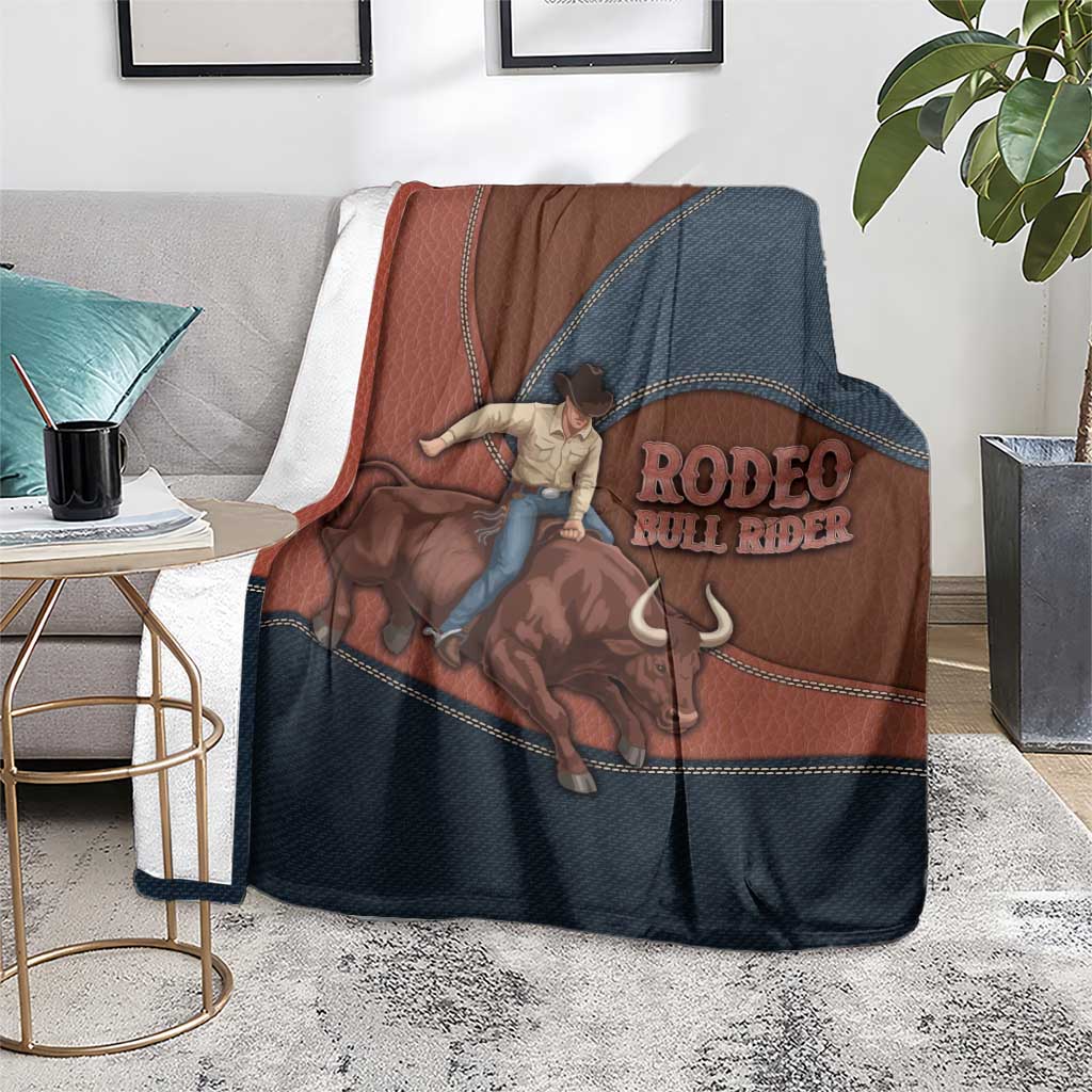Bull Riding Blanket Western Cowboy Denim And Leather Effect
