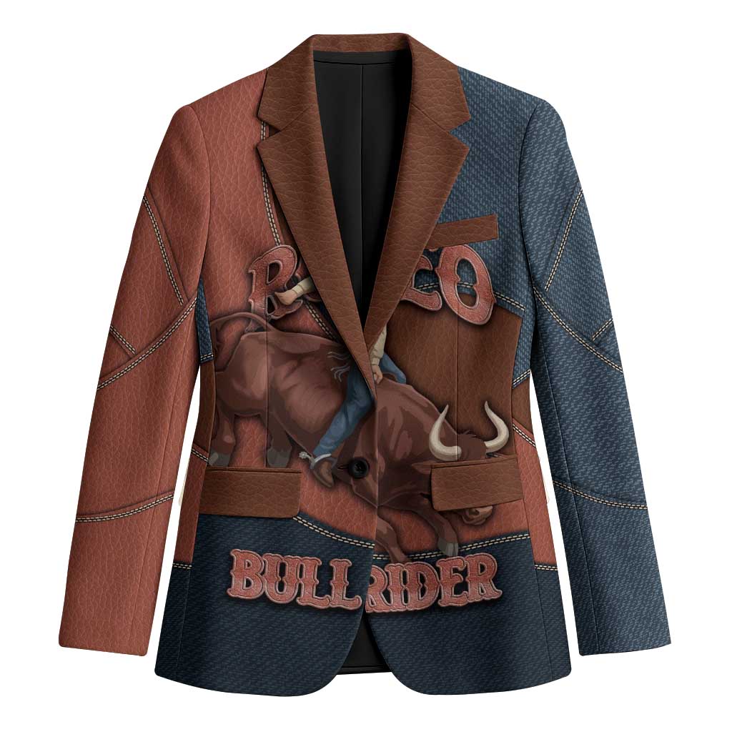 Bull Riding Blazer Western Cowboy Denim And Leather Effect