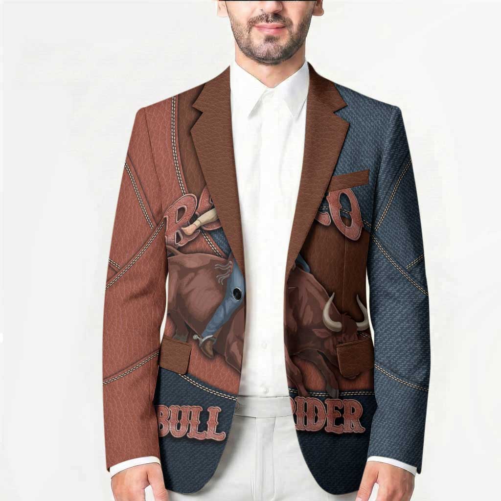 Bull Riding Blazer Western Cowboy Denim And Leather Effect