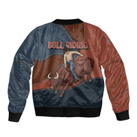 Bull Riding Bomber Jacket Western Cowboy Denim And Leather Effect