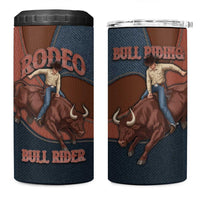 Bull Riding 4 in 1 Can Cooler Tumbler Western Cowboy Denim And Leather Effect