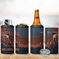 Bull Riding 4 in 1 Can Cooler Tumbler Western Cowboy Denim And Leather Effect