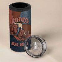 Bull Riding 4 in 1 Can Cooler Tumbler Western Cowboy Denim And Leather Effect