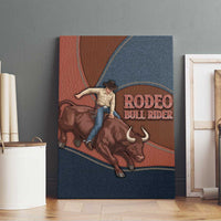 Bull Riding Canvas Wall Art Western Cowboy Denim And Leather Effect