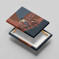 Bull Riding Canvas Wall Art Western Cowboy Denim And Leather Effect