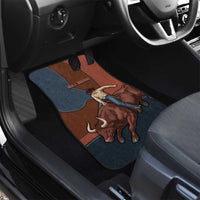 Bull Riding Car Mats Western Cowboy Denim And Leather Effect