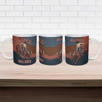 Bull Riding Ceramic Mug Western Cowboy Denim And Leather Effect