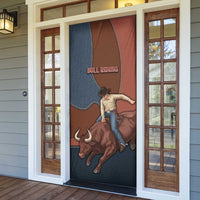 Bull Riding Door Cover Western Cowboy Denim And Leather Effect