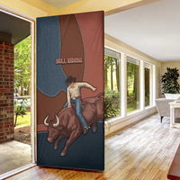 Bull Riding Door Cover Western Cowboy Denim And Leather Effect