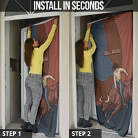 Bull Riding Door Cover Western Cowboy Denim And Leather Effect