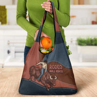 Bull Riding Grocery Bag Western Cowboy Denim And Leather Effect