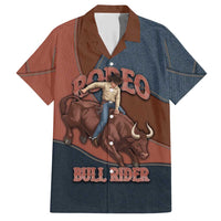 Bull Riding Hawaiian Shirt Western Cowboy Denim And Leather Effect