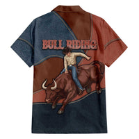 Bull Riding Hawaiian Shirt Western Cowboy Denim And Leather Effect