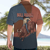 Bull Riding Hawaiian Shirt Western Cowboy Denim And Leather Effect