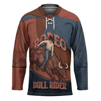 Bull Riding Hockey Jersey Western Cowboy Denim And Leather Effect