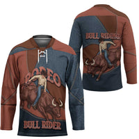 Bull Riding Hockey Jersey Western Cowboy Denim And Leather Effect