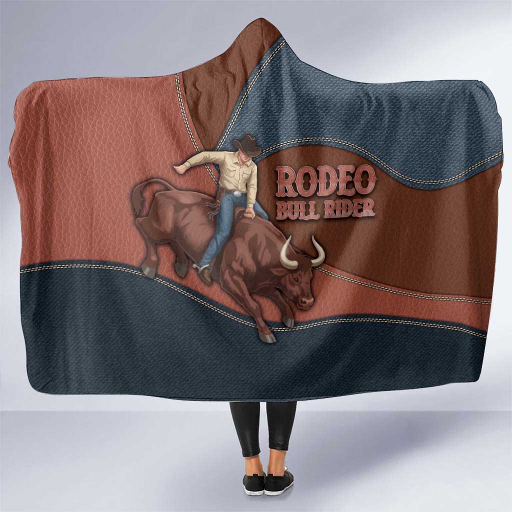 Bull Riding Hooded Blanket Western Cowboy Denim And Leather Effect