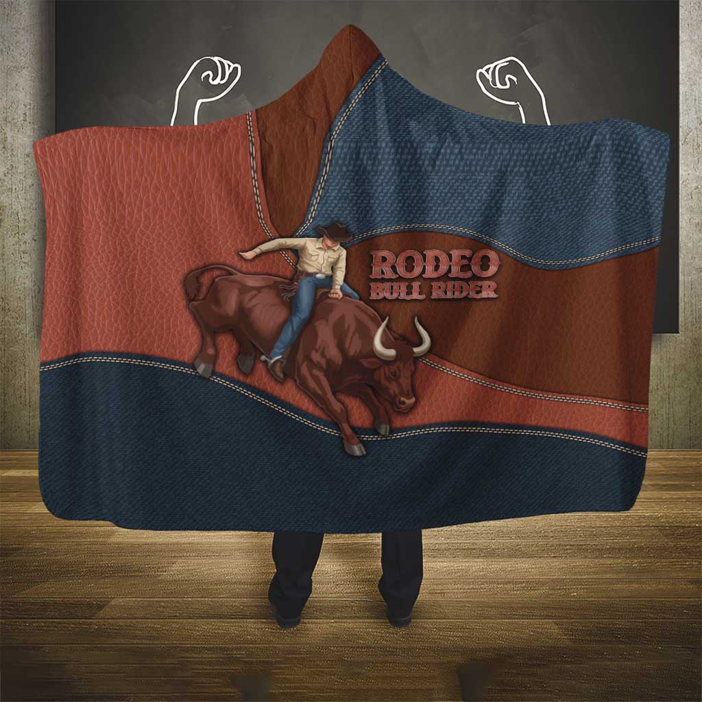 Bull Riding Hooded Blanket Western Cowboy Denim And Leather Effect